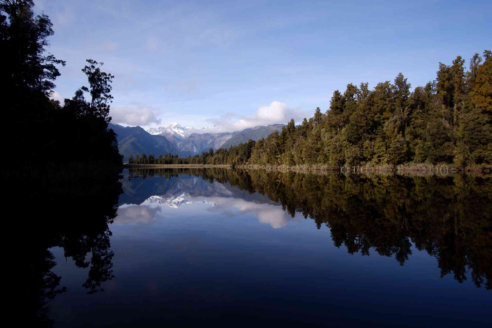 Lake Matherson glacial lake in New Zealand