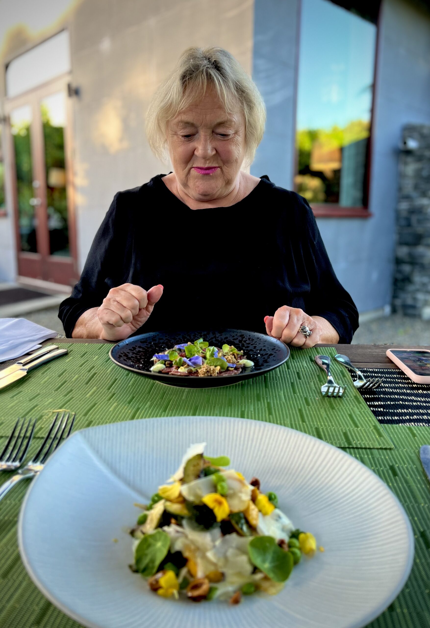 Guest enjoying gourmet dinner