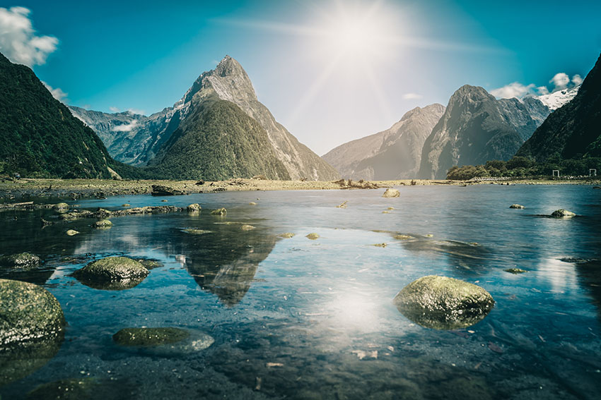 Milford Sound, New Zealand. - Mitre Peak is the iconic landmark of Milford Sound in Fiordland National Park, South Island of New Zealand, the most spectacular natural attraction in New Zealand.